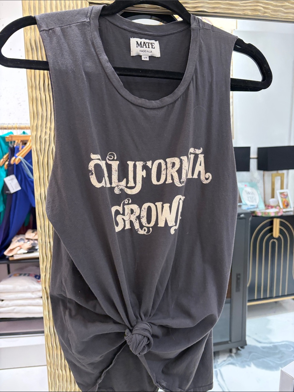 MATE the Label Charcoal 'California Grown' Knot Front Tank